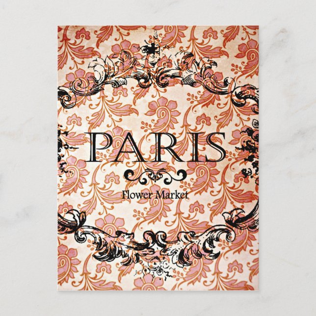 Vintage Paris Damask Postcard (Front)
