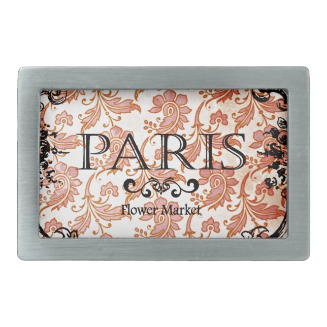 Vintage Paris Damask Rectangular Belt Buckle (Front)