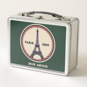 Vintage Paris Eiffel Tower 1889 Metal Lunch Box