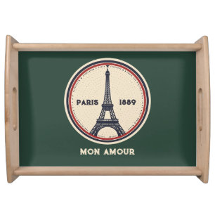 Vintage Paris Eiffel Tower 1889 Serving Tray