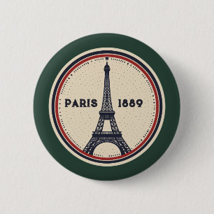 Vintage Paris Eiffel Tower 1889 Stamp Button