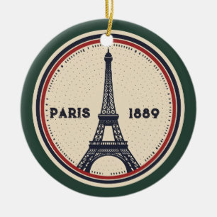 Vintage Paris Eiffel Tower 1889 Travel Ornament