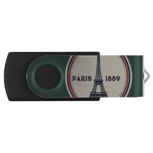 Vintage Paris Eiffel Tower 1889 USB Flash Drive