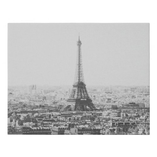 Vintage Paris Eiffel Tower Black White Photography Faux Canvas Print