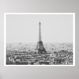 Vintage Paris Eiffel Tower Black White Photography Poster