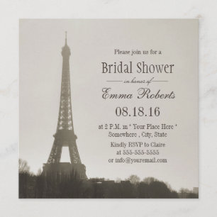 Vintage Paris Eiffel Tower Bridal Shower Invitation