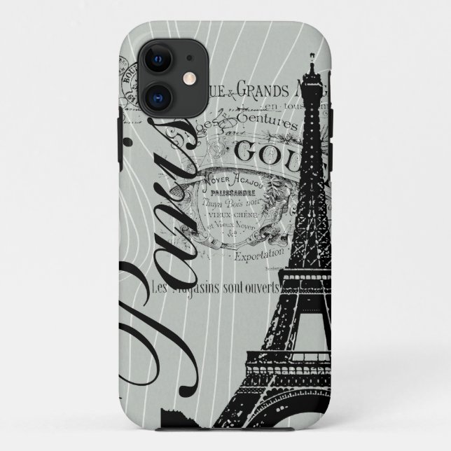 Vintage Paris & Eiffel Tower Case-Mate iPhone Case (Back)