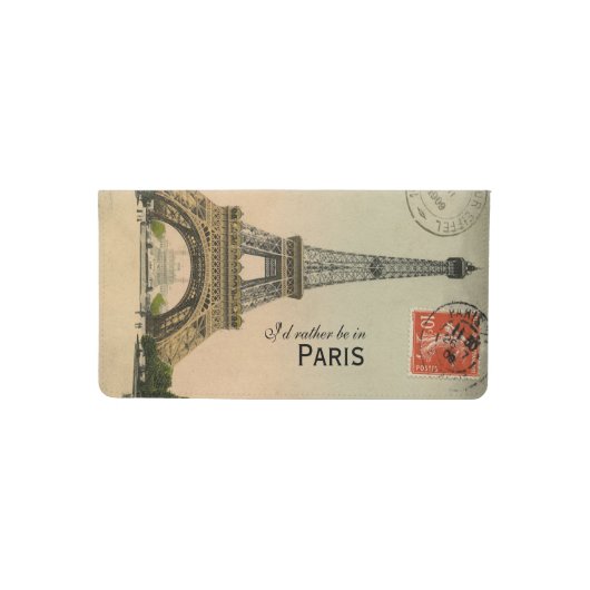 Vintage Paris Eiffel Tower Checkbook Cover (Front)