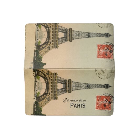 Vintage Paris Eiffel Tower Checkbook Cover (Open)
