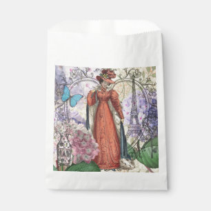 Vintage Paris Eiffel Tower Collage Romantic French Favor Bag