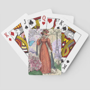 Vintage Paris Eiffel Tower Collage Romantic French Poker Cards