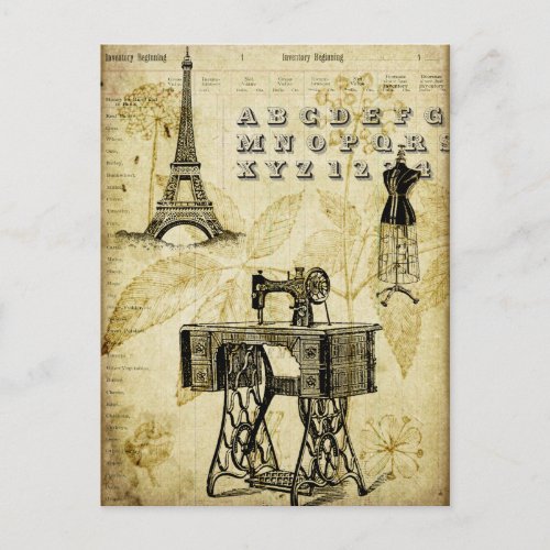 Vintage PARIS Eiffel Tower Dress form Postcard