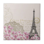 Vintage Paris Eiffel Tower Floral Art Illustration Ceramic Tile at Zazzle