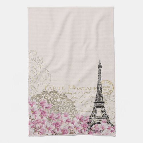 Vintage Paris Eiffel Tower French Lilac Kitchen Towel