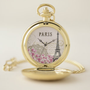 VINTAGE PARIS EIFFEL TOWER, IMAGE OF FRANCE, POCKET WATCH