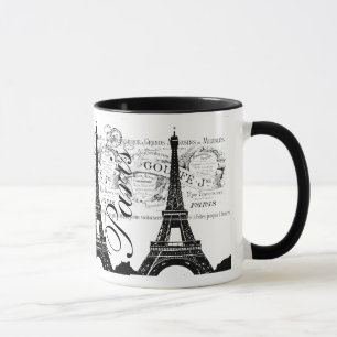 Vintage Paris & Eiffel Tower Label Mug