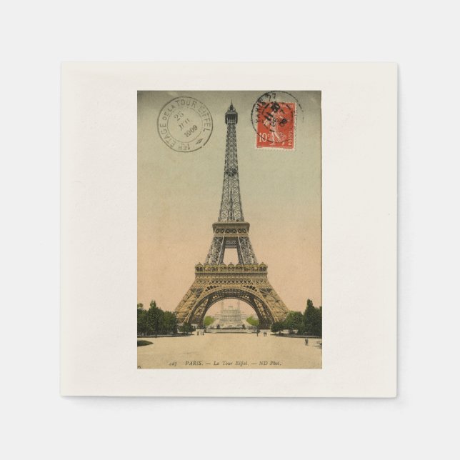 Vintage Paris Eiffel Tower Paper Napkins (Front)