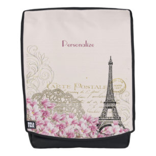 Vintage Paris Eiffel Tower Personalize Backpack