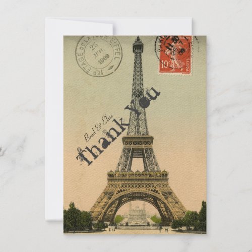 Vintage Paris Eiffel Tower Personalized Thank You