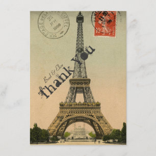 Vintage Paris Eiffel Tower Personalized Thank You Card