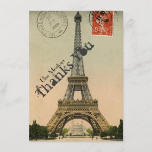 Vintage Paris Eiffel Tower Personalized Thank You Card