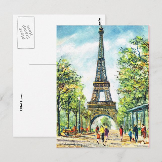 Woman In Paris Eiffel Tower Happy Birthday Card