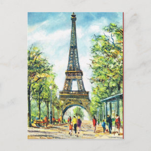 Vintage Paris, Eiffel Tower Postcard