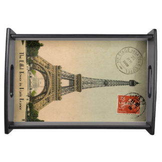 Vintage Paris Eiffel Tower postcard Serving Tray