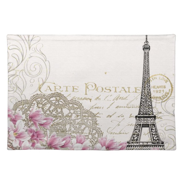 Vintage Paris Eiffel tower print Placemat (Front)