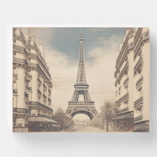 Vintage Paris Eiffel Tower Retro Poster Wooden Box Sign