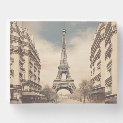 Vintage Paris Eiffel Tower Retro Poster Wooden Box Sign