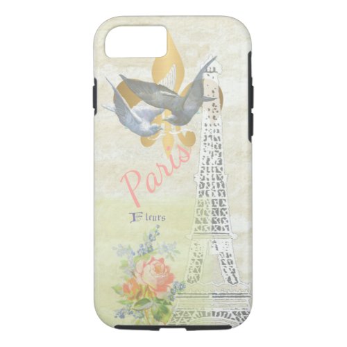 Vintage Paris Eiffel Tower Romantic Collage iPhone 87 Case