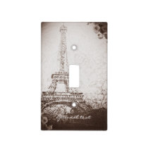 Vintage Paris Eiffel Tower & Roses Chic Elegant Light Switch Cover