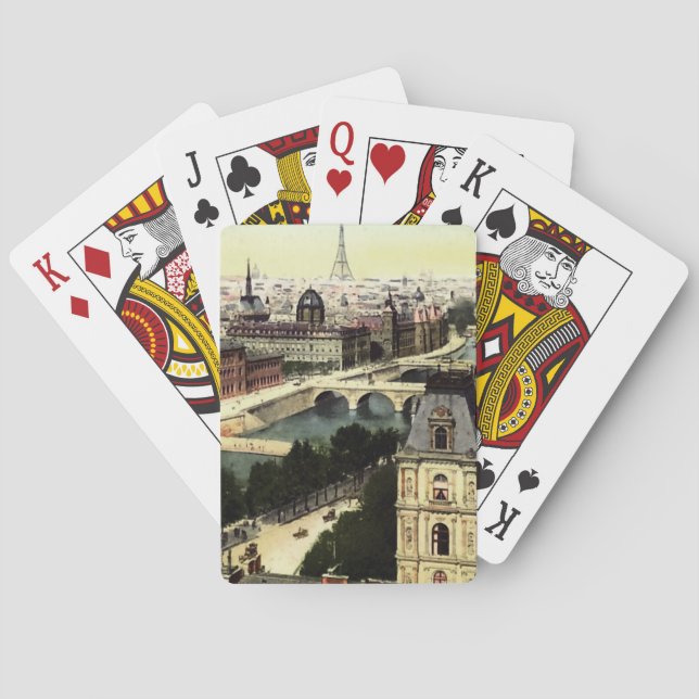 Vintage Paris Eiffel Tower Scene Poker Cards (Back)