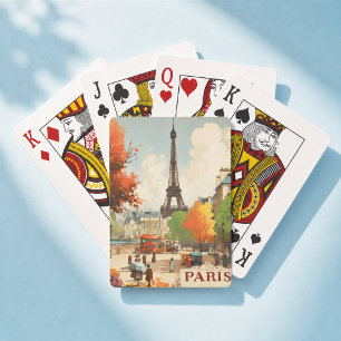 Vintage Paris Eiffel Tower Street Scene Poker Cards