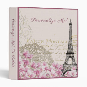 Vintage Paris Eiffel Tower Travel Vacation Trip 3 Ring Binder