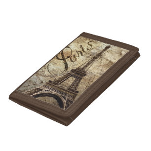 Vintage Paris Eiffel Tower Trifold Wallet
