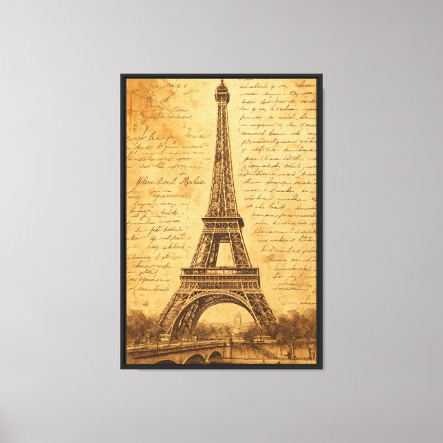 Vintage Paris Eiffel Tower Wall Art Print (Front)