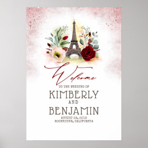Vintage Paris Eiffel Tower Wedding Welcome Sign
