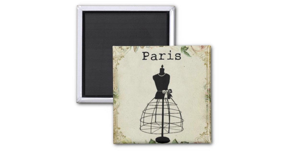 Vintage Paris Fashion Dress Form 2 Inch Square Magnet | Zazzle