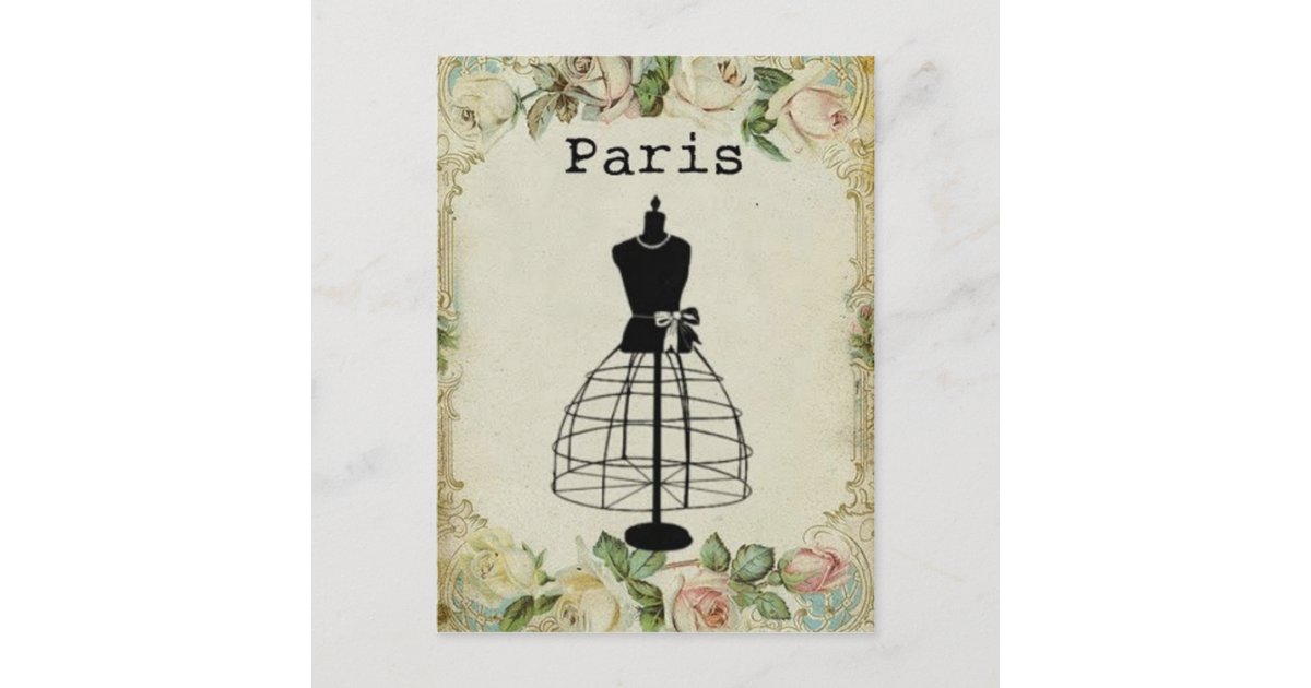 Vintage Paris Fashion Dress Form Postcard | Zazzle