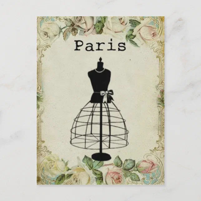 Vintage Paris Fashion Dress Form Postcard | Zazzle