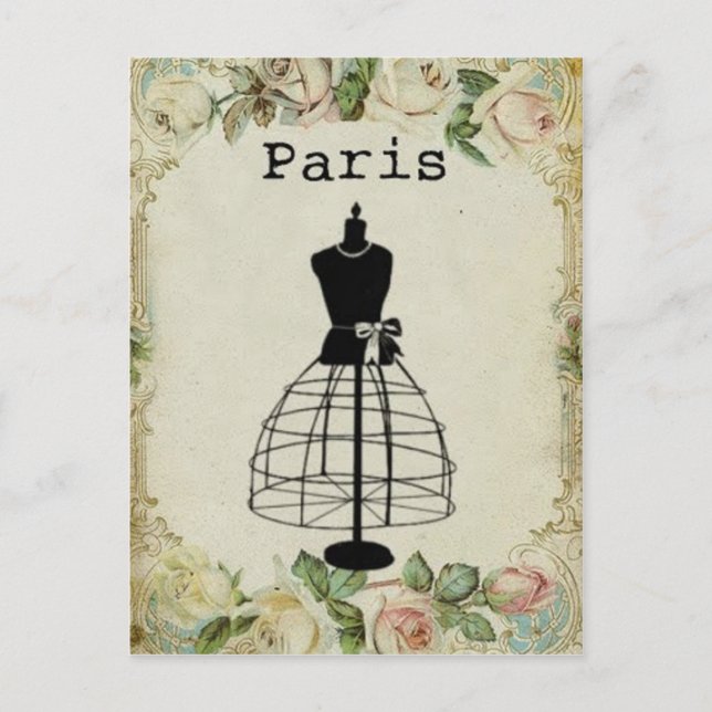 Vintage Paris Fashion Dress Form Postcard (Front)