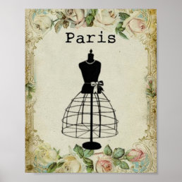 Vintage Paris Fashion Dress Form Poster