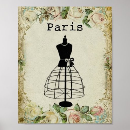 Vintage Paris Fashion Dress Form Poster | Zazzle