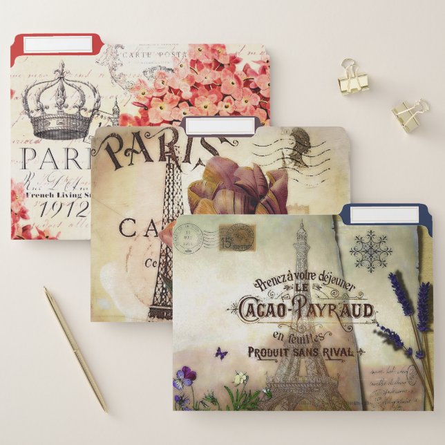 Vintage Paris File Folder (Set)