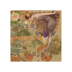 Vintage Paris Flapper Art Deco Peacock Collage