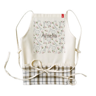 Vintage,paris,floral,pattern,trendy,girly,white,ei Zazzle HEART Apron