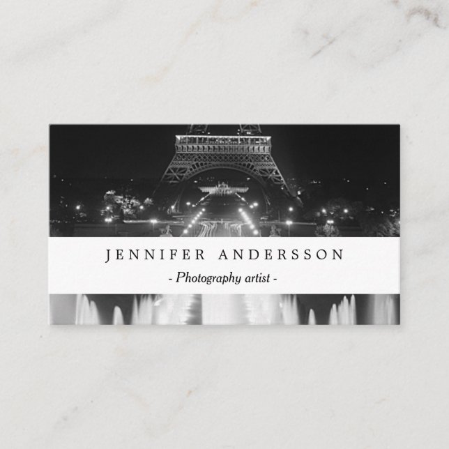 Vintage Paris Fontains Tower Eiffel night Business Card (Front)