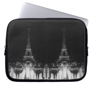 Vintage Paris Fontains Tower Eiffel night Case-Mat Laptop Sleeve